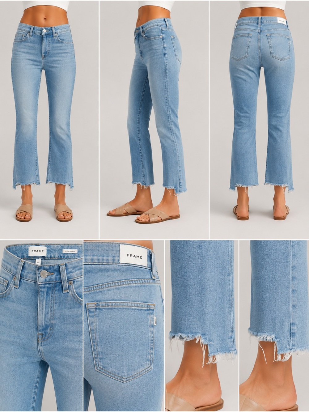 Frame Denim Le crop mini boot leg Light Blue Cropped Raw-Hem Jeans